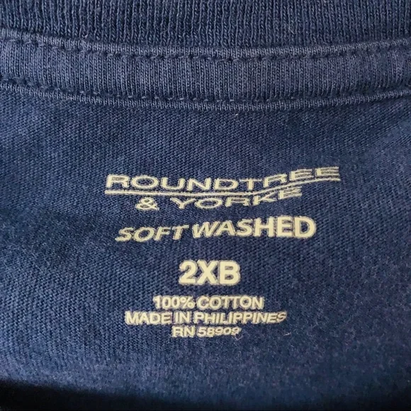 ROUND TREE & YORKE soft washed blue cotton pocket front men’s shirt size 2XB - Picture 5 of 5